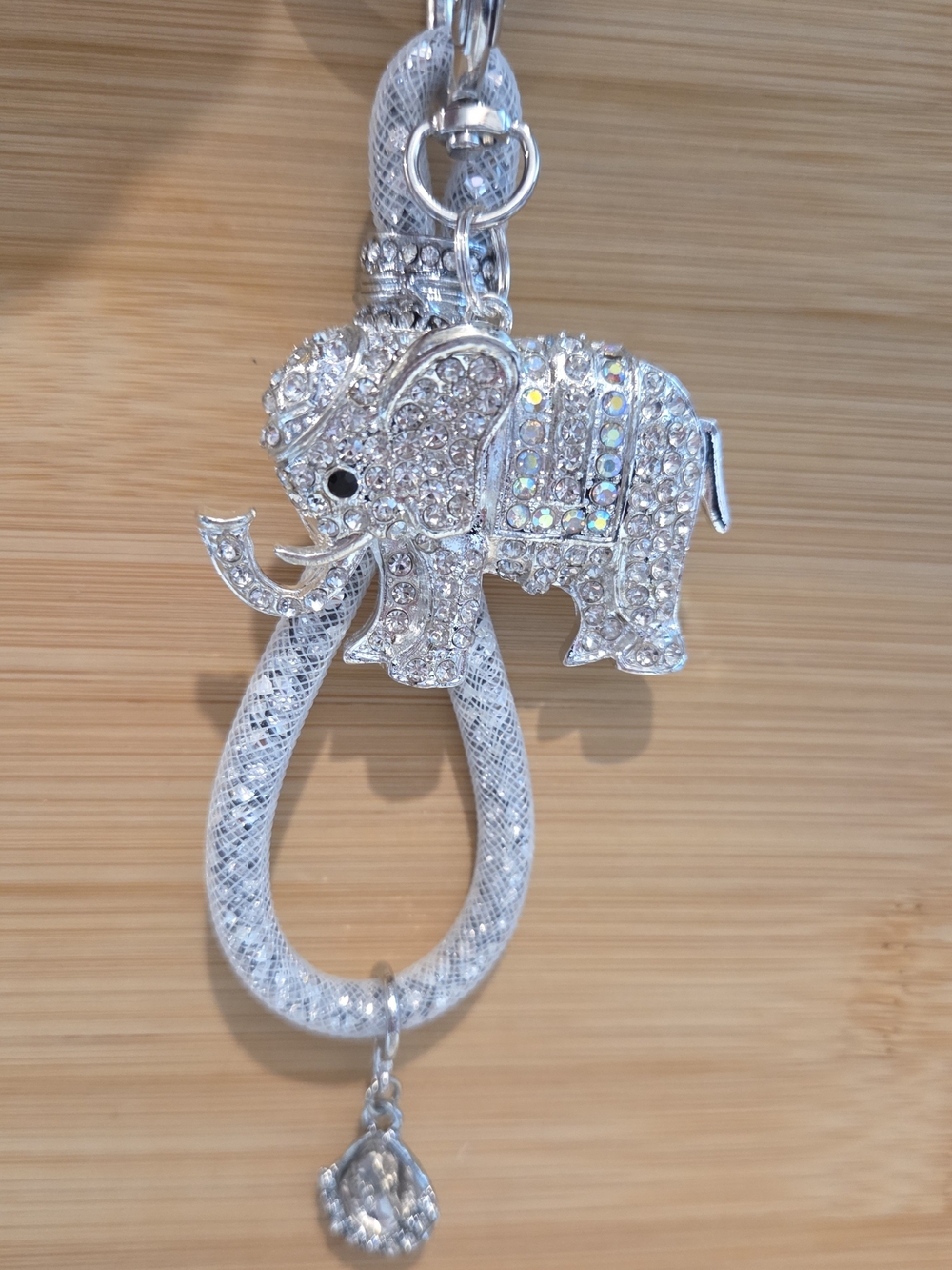 NWT - Bling Silver Rhinestone Elephant Bag Charm & Luxury Keychain!